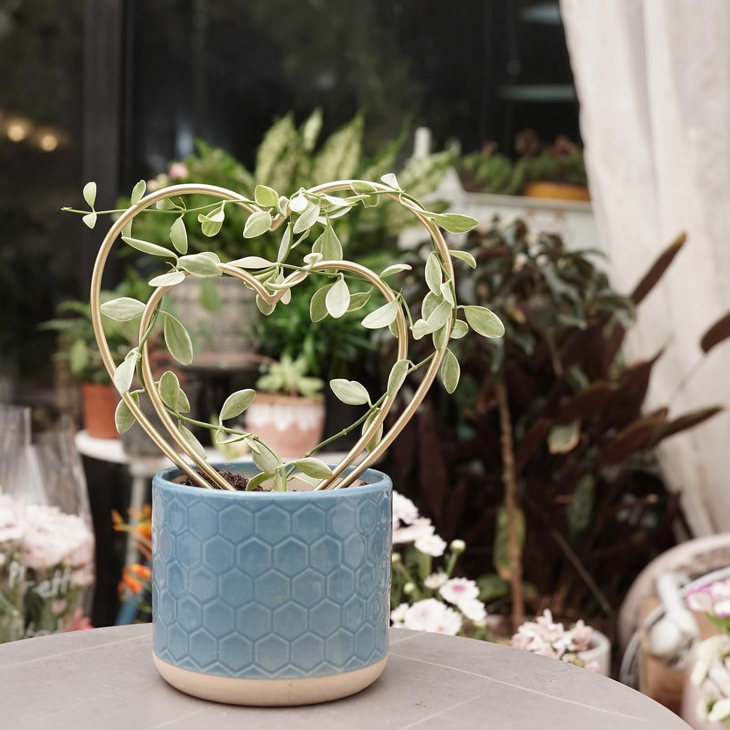 3-Pack Gold Heart Trellis for Climbing Houseplants-MOUGIGI