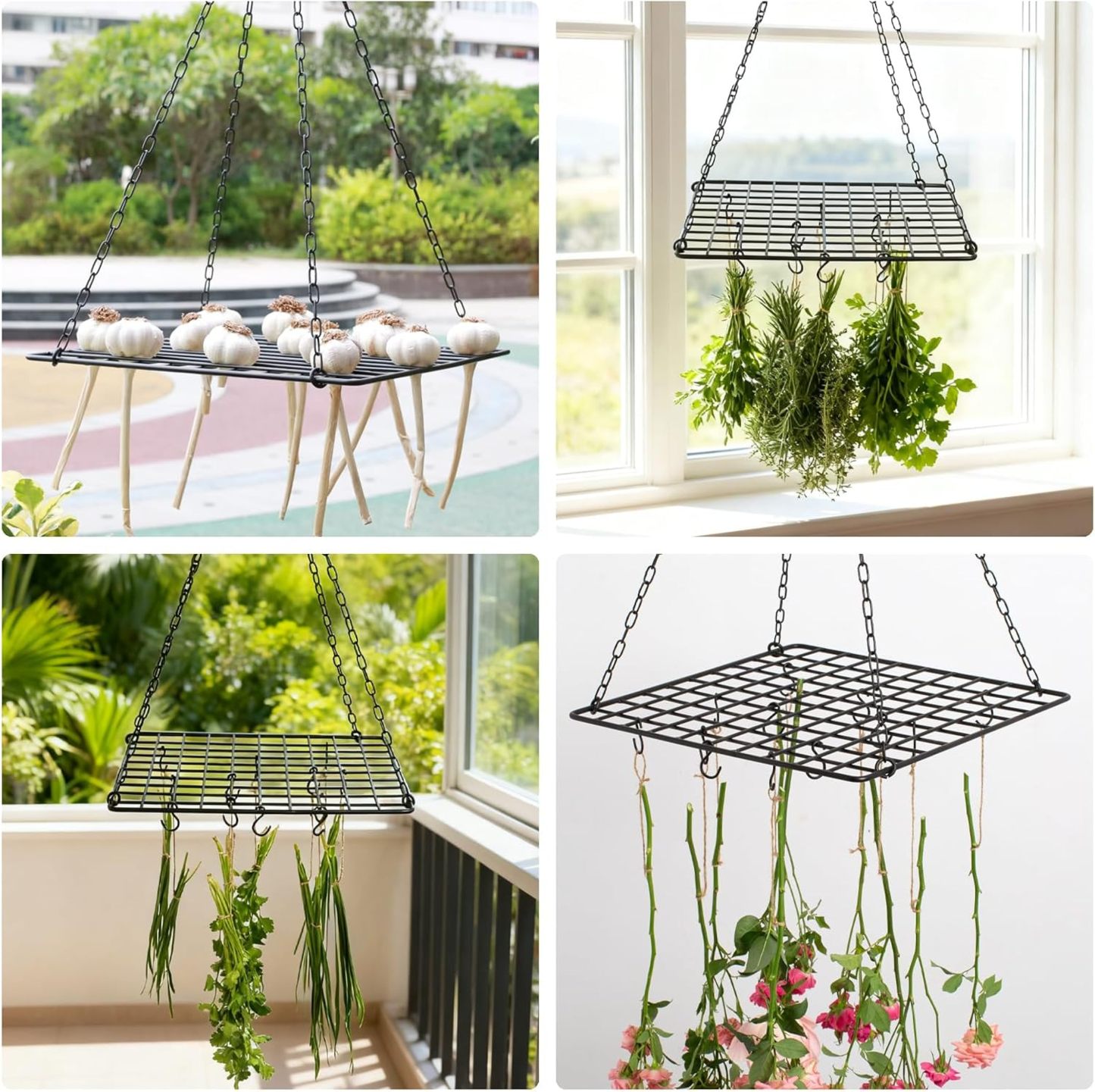 Hanging Mesh Garlic and Herb Drying Rack -MOUGIGI