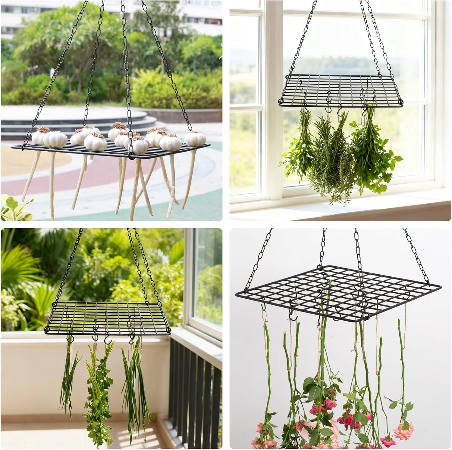 Hanging Mesh Garlic and Herb Drying Rack -MOUGIGI