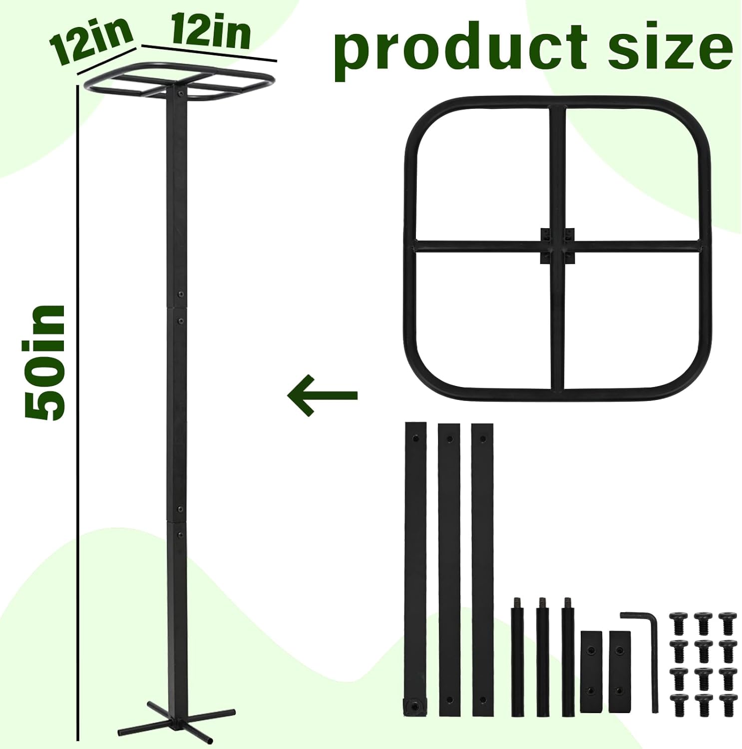 2-Pack Metal Dragon Fruit Trellis - 12x12x50 Inch Garden Support-MOUGIGI