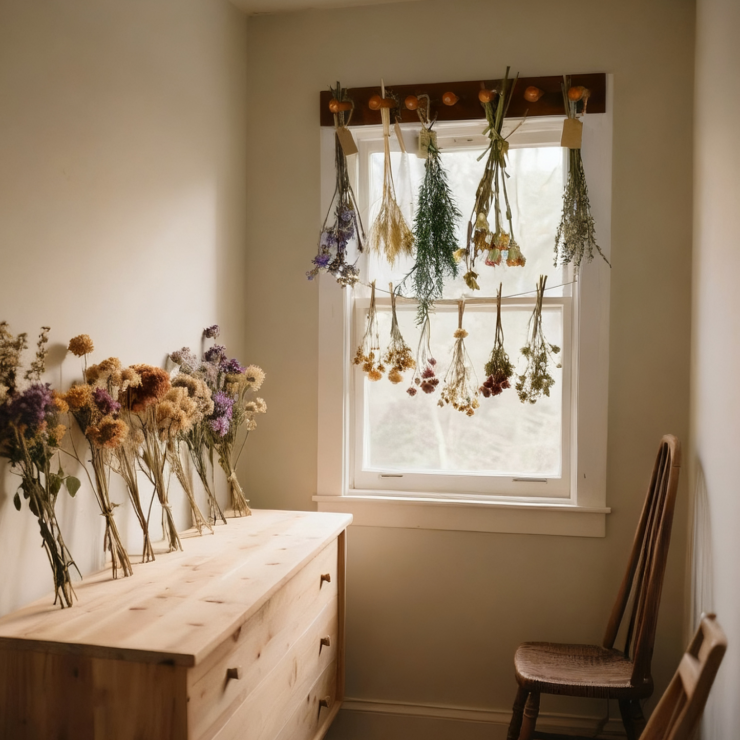 Rustic Herb Drying Rack - Holds 7 Bouquets