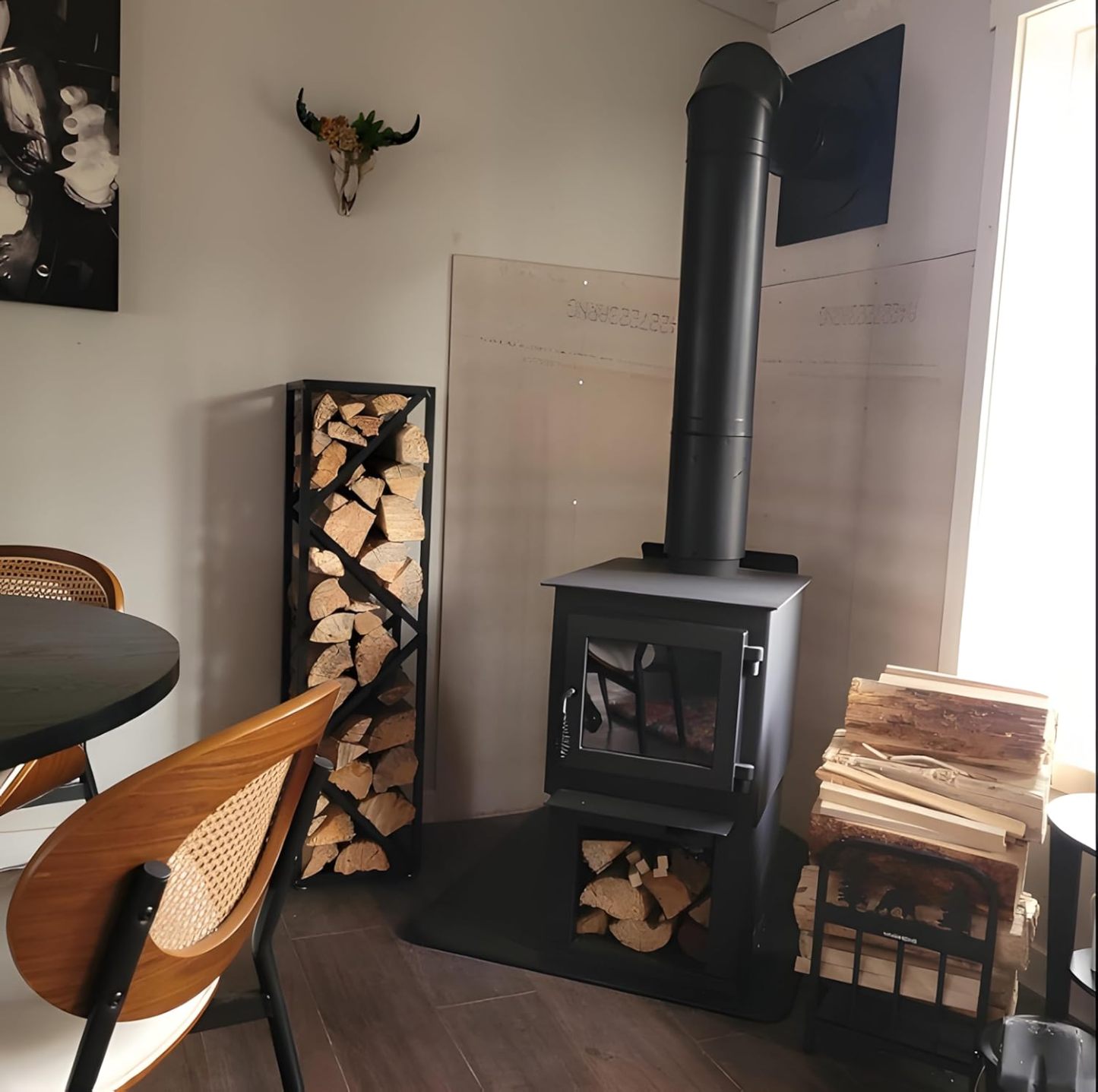 Adjustable Indoor Firewood Rack for Fireplace & Fire Pit-MOUGIGI