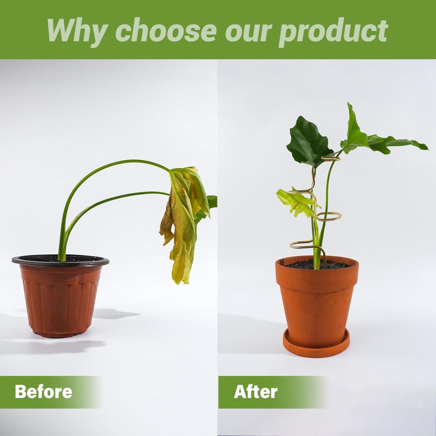 3PCS Metal Plant Stakes - 12.6" Indoor/Outdoor Plant Support-MOUGIGI