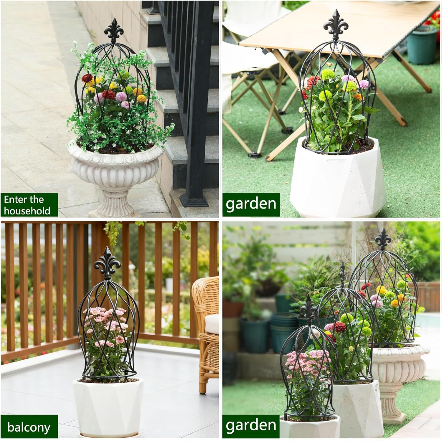 3-Piece Metal Obelisk Trellis Set for Climbing Plants-MOUGIGI