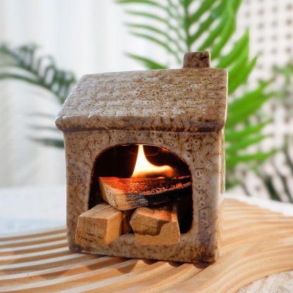 Brown House Ceramic Incense Burner for Palo Santo & Sage-MOUGIGI