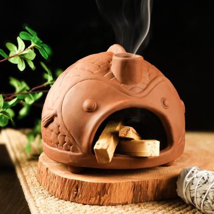 Large Fish Terracotta Incense Burner for Sage & Palo Santo-MOUGIGI