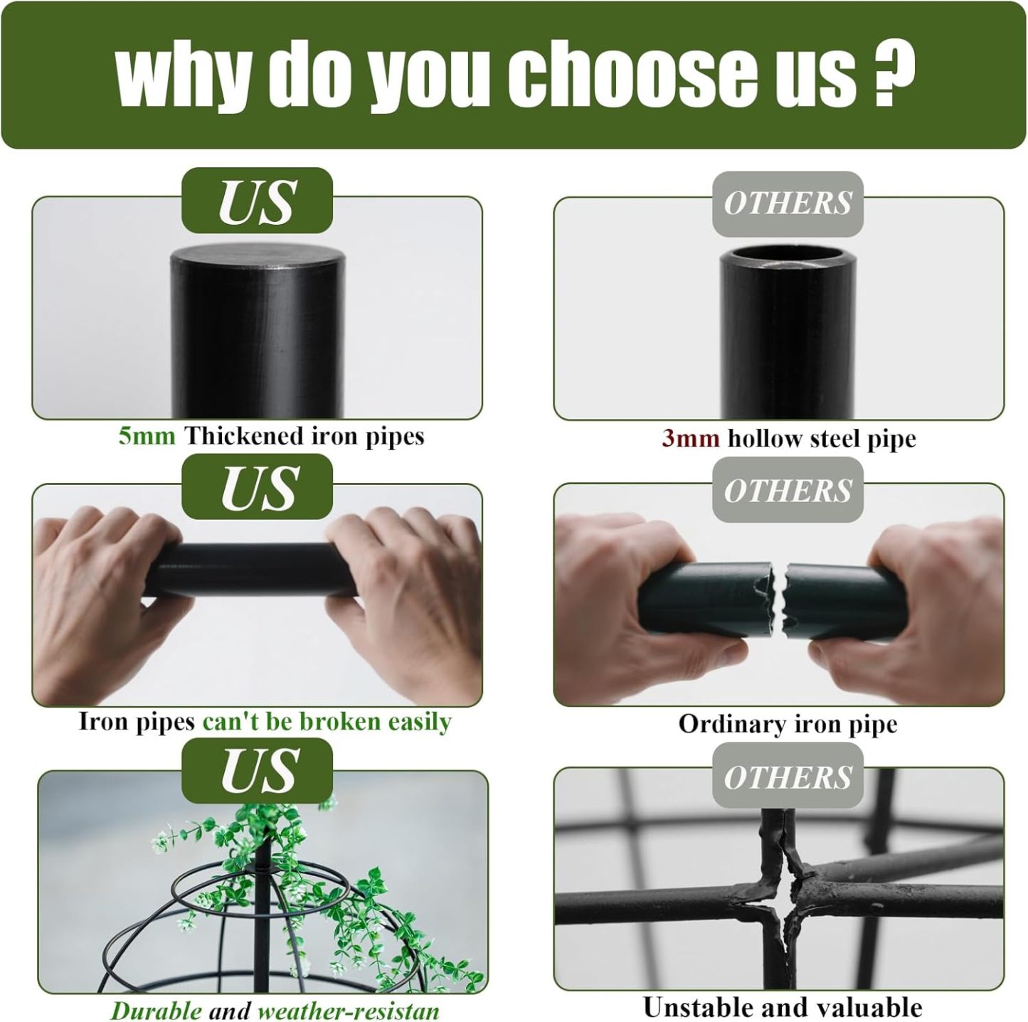 49.5" Metal Obelisk Trellis - 3-Tier Sphere Design for Climbing Plants-MOUGIGI