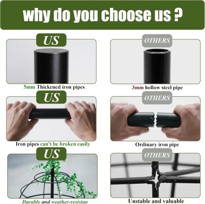 49.5" Metal Obelisk Trellis - 3-Tier Sphere Design for Climbing Plants-MOUGIGI