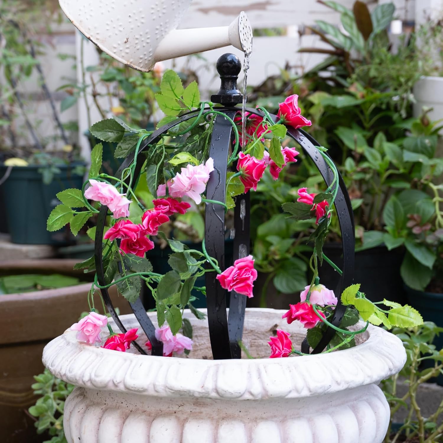 12.6x17.5in Black Metal Trellis for Climbing Plants-MOUGIGI