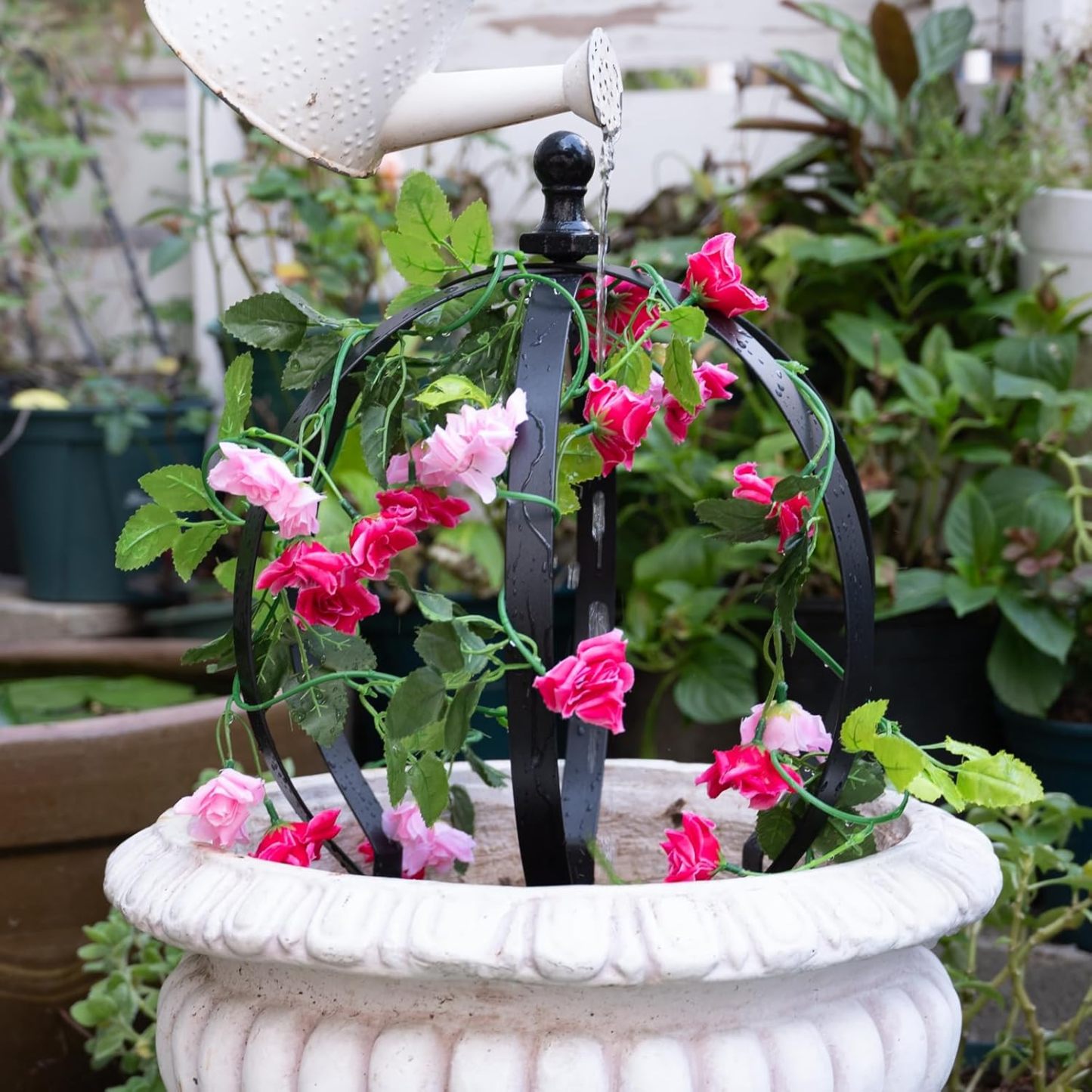 12.6x17.5in Black Metal Trellis for Climbing Plants-MOUGIGI