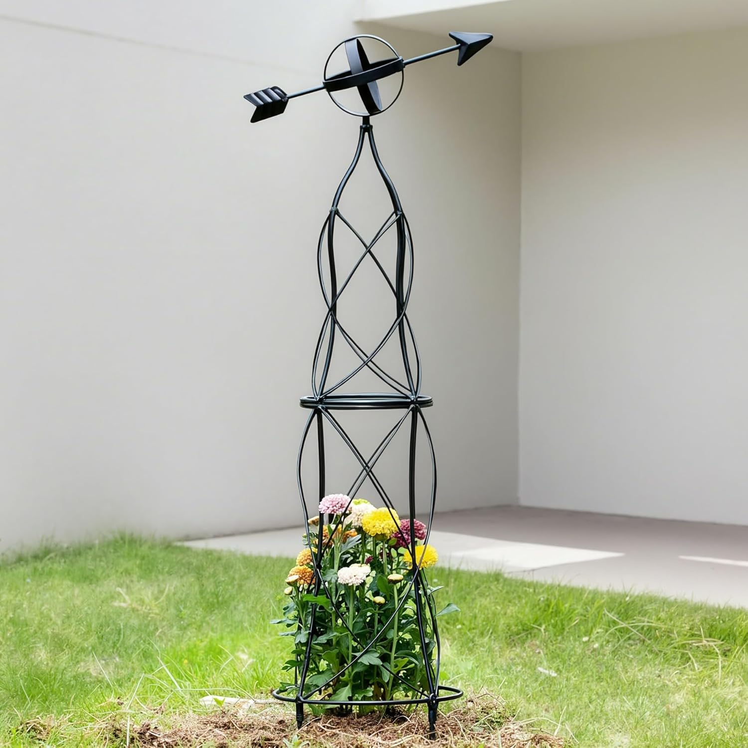  41in Metal Obelisk Trellis with Arrow Top