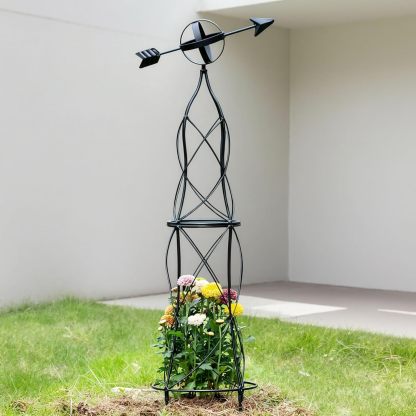  41in Metal Obelisk Trellis with Arrow Top