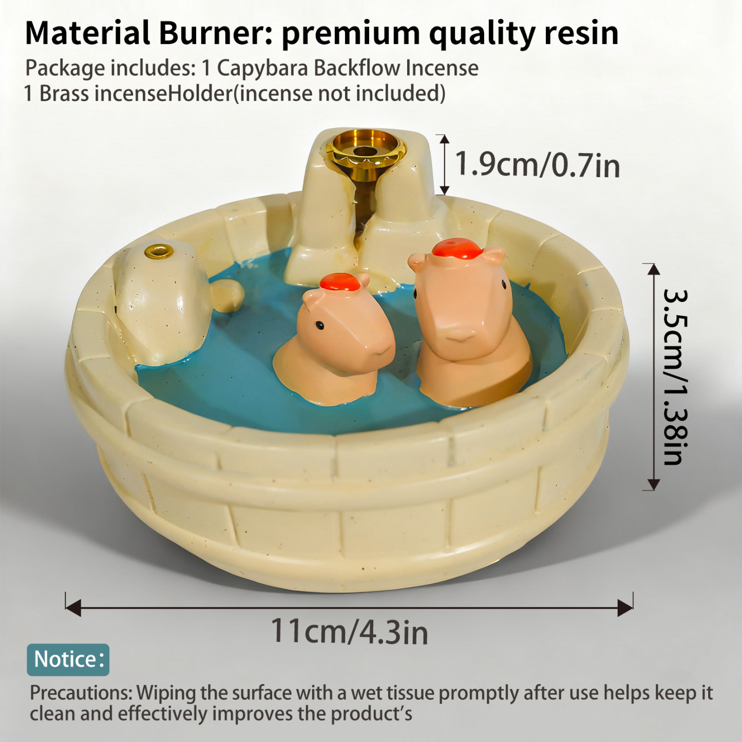 Capybara Backflow Incense Burner with Waterfall Effect