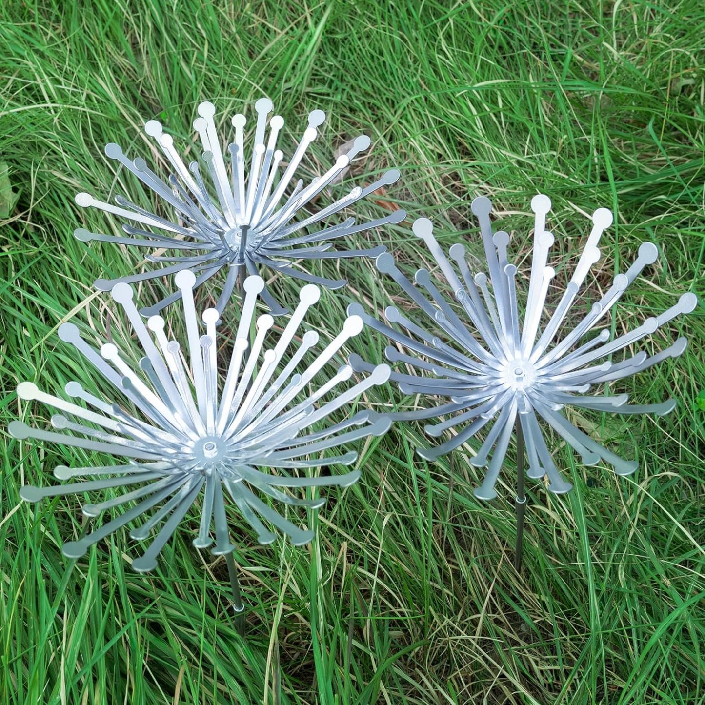 Dandelion Metal Garden Stakes - Weather-Resistant Steel Decor-MOUGIGI