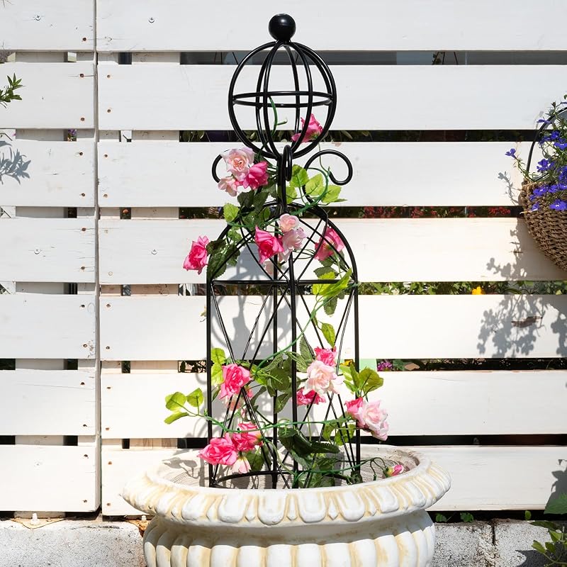 12x8.1in Metal Obelisk Trellis - Patented Climbing Plant Support-MOUGIGI