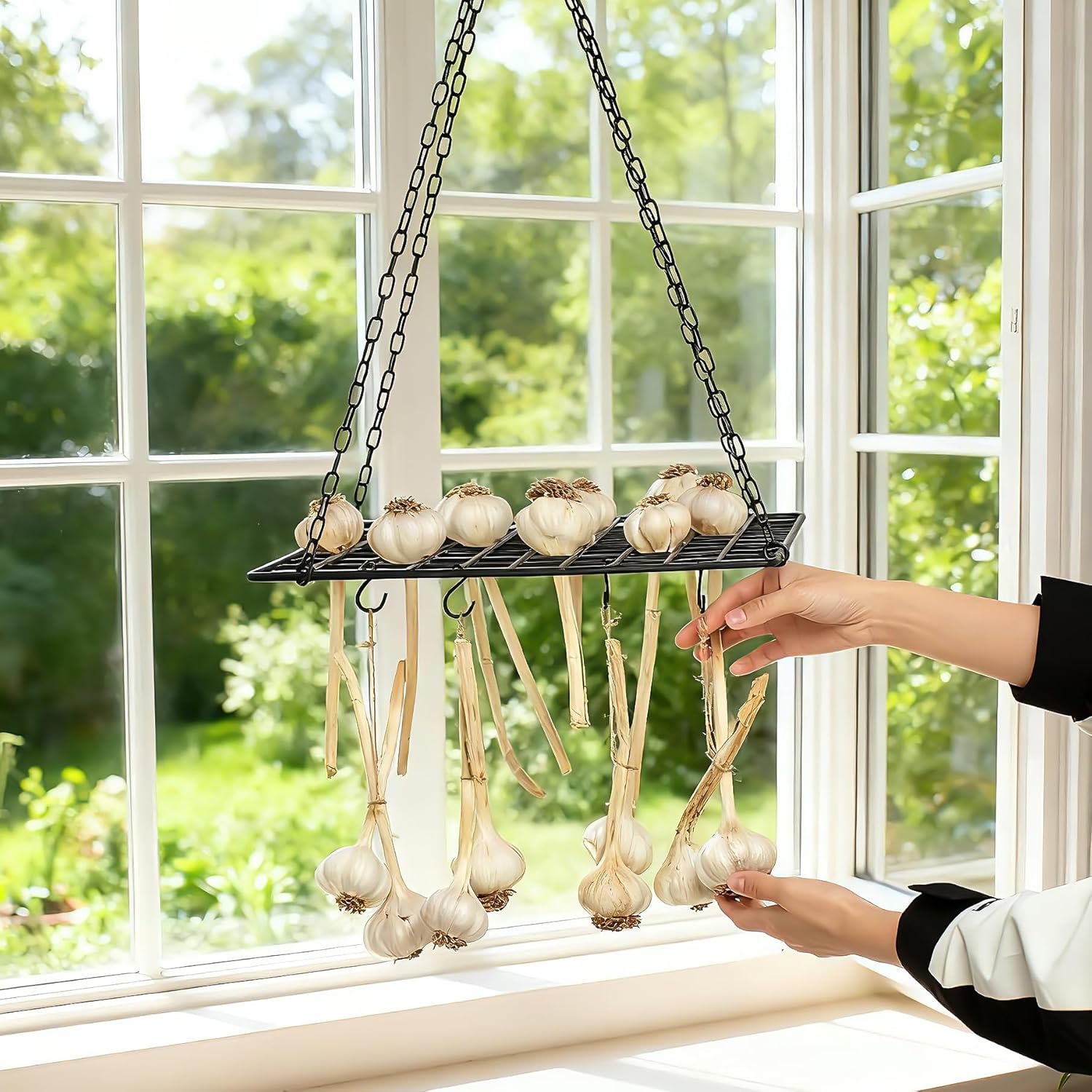 Hanging Mesh Garlic and Herb Drying Rack -MOUGIGI