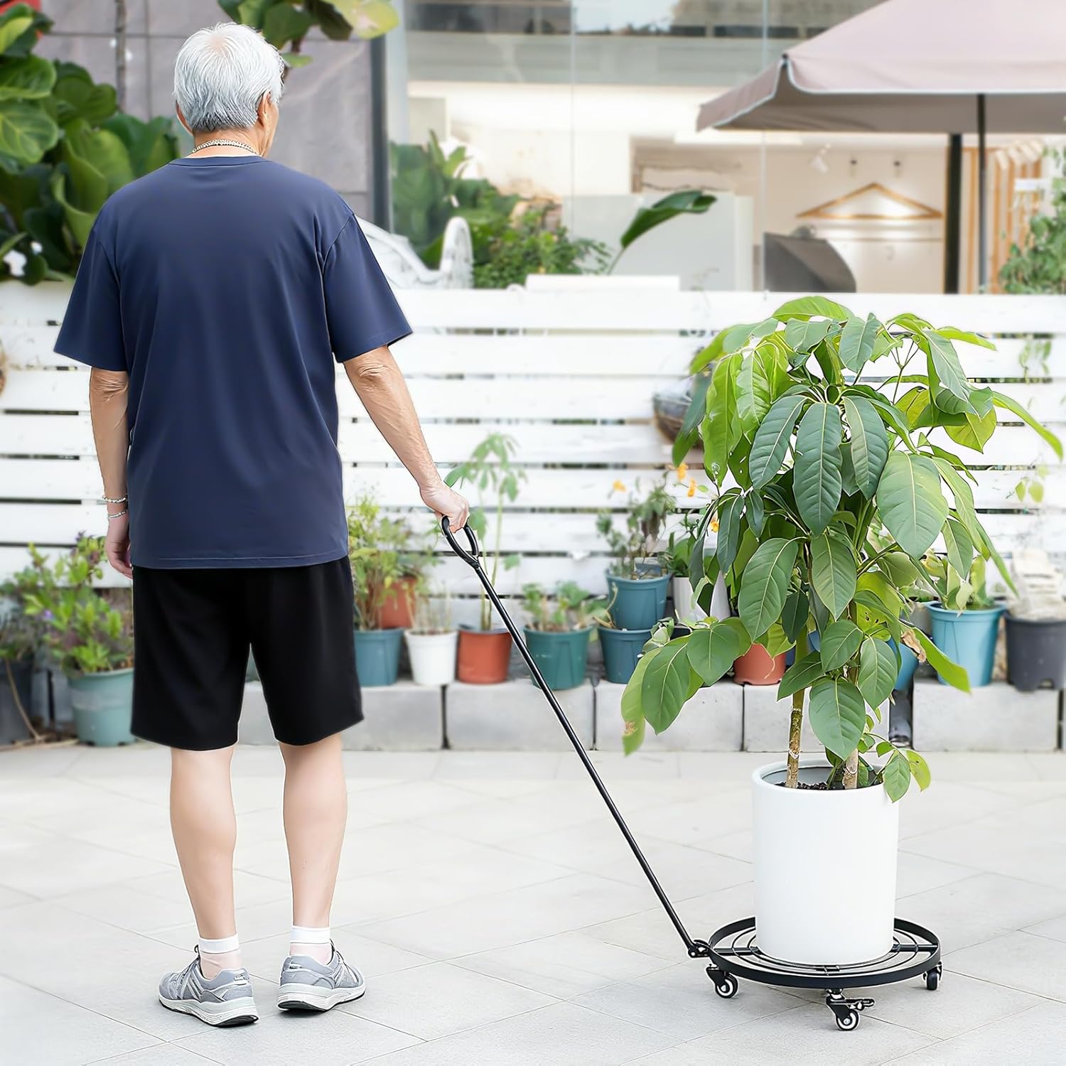 16" Heavy Duty Plant Dolly - 200lb Capacity & Removable Handle-MOUGIGI