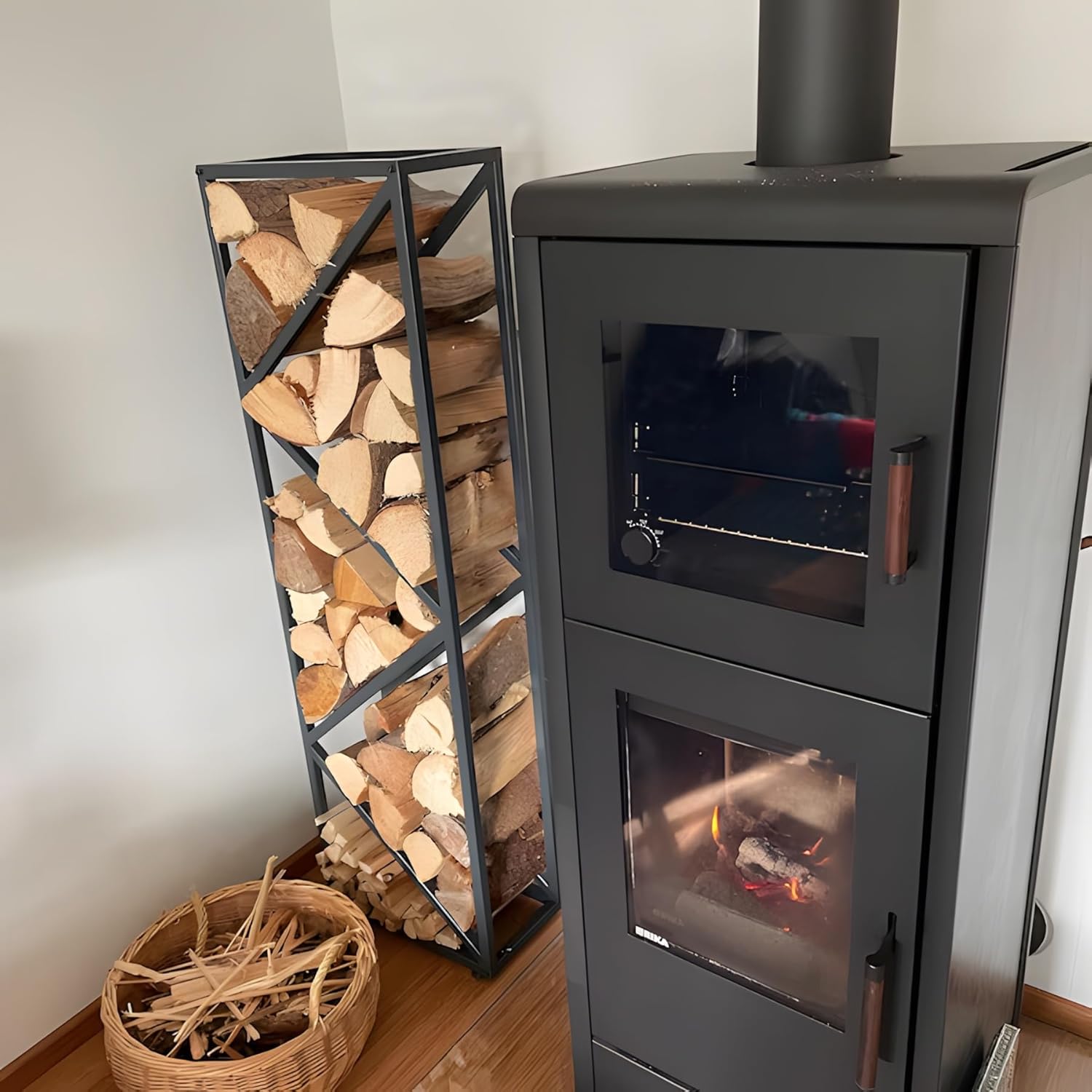 Adjustable Indoor Firewood Rack for Fireplace & Fire Pit-MOUGIGI