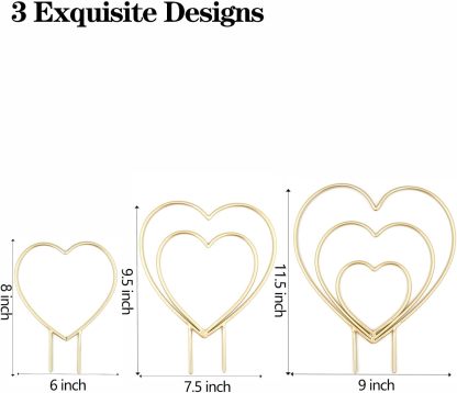 3-Pack Gold Heart Trellis for Climbing Houseplants-MOUGIGI