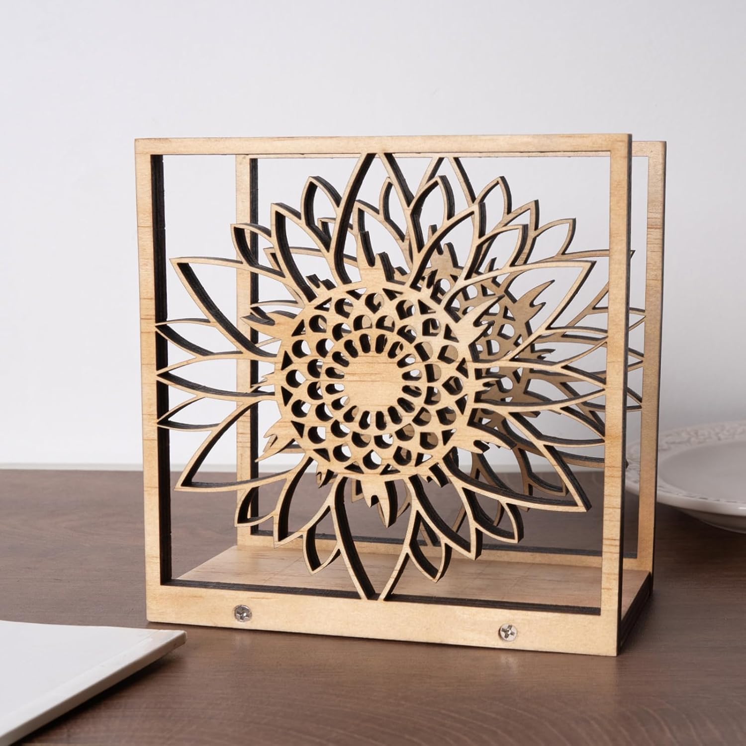 Sunflower Wood Napkin Holder - Farmhouse Kitchen Decor-MOUGIGI