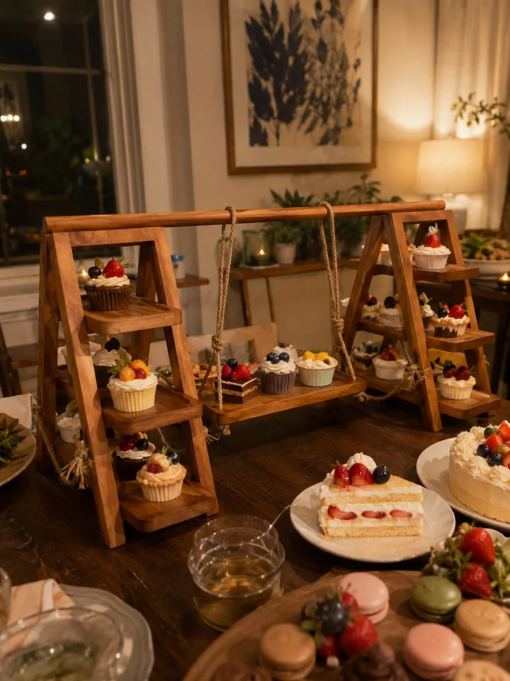 Rustic 3-Tier Wood Cupcake Stand – Removable & Foldable styling idea 1