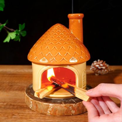 Yellow House Ceramic Palo Santo Burner - Mini Chiminea Incense Holder-MOUGIGI