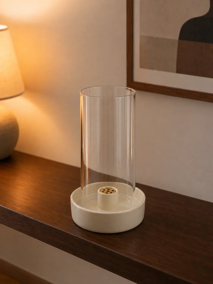 9-Hole Ceramic Incense Burner with Glass Cover styling idea 6