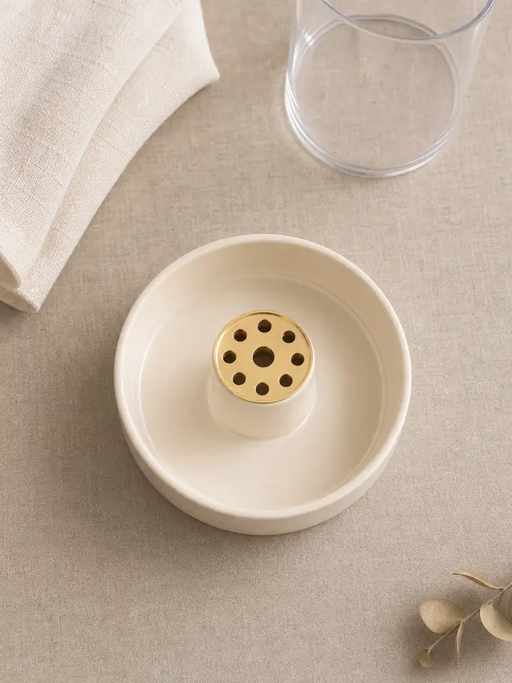 9-Hole Ceramic Incense Burner with Glass Cover styling idea 1