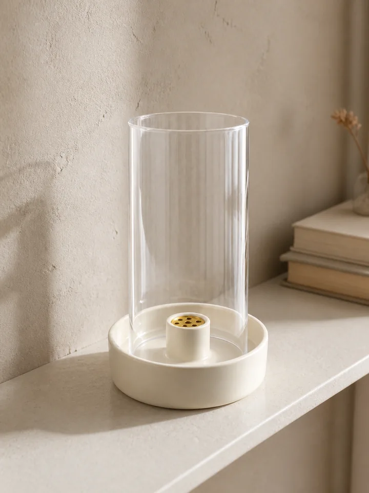 9-Hole Ceramic Incense Burner with Glass Cover styling idea 2