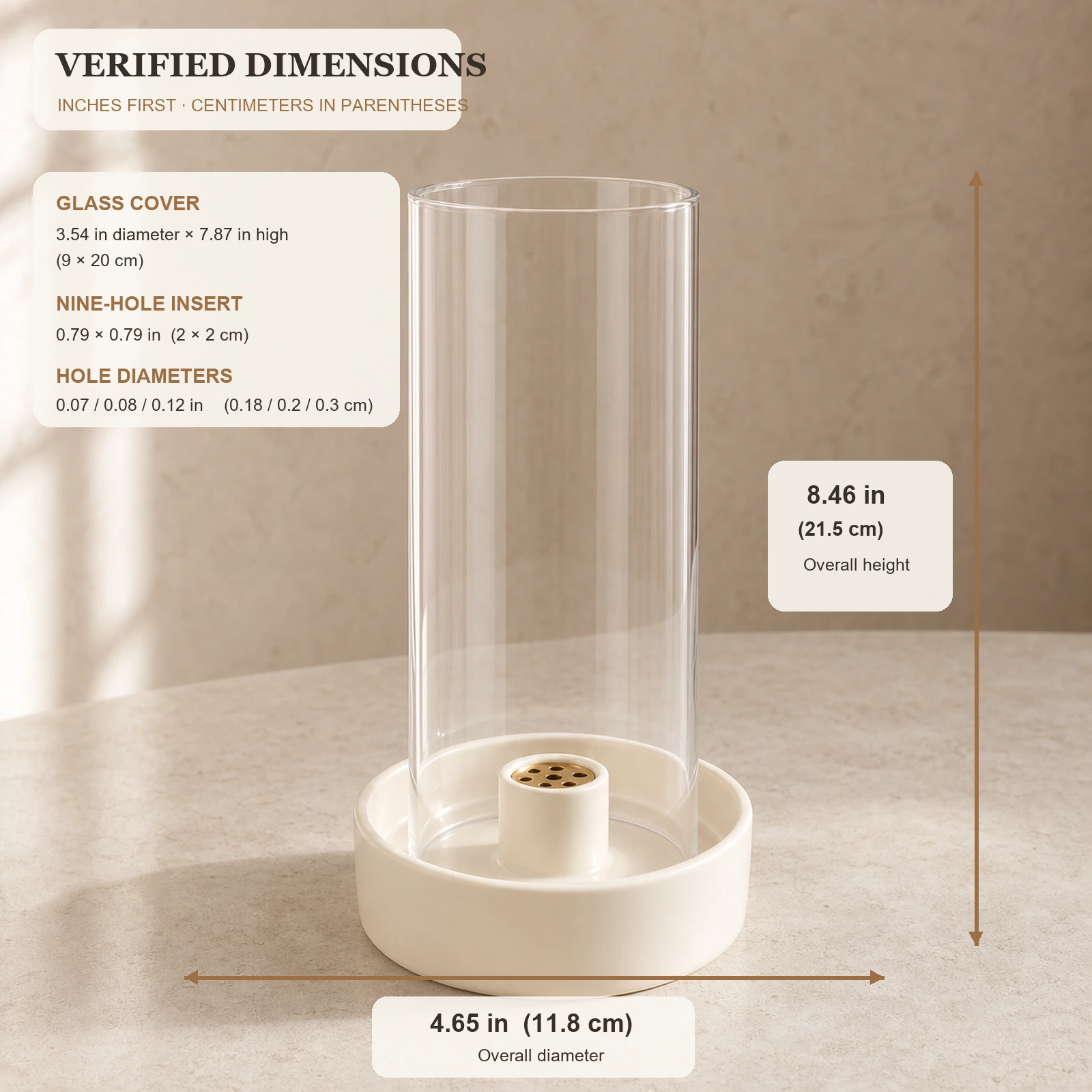 9-hole ceramic incense burner with merchant-verified dimensions