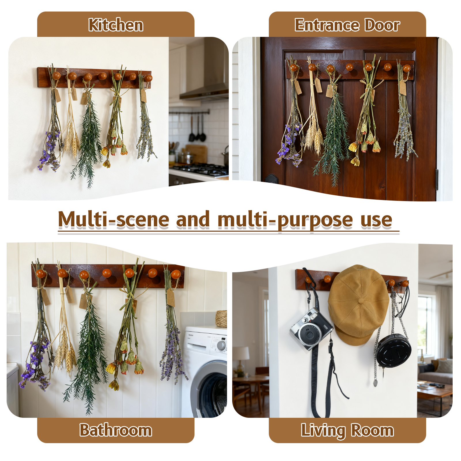 Rustic Herb Drying Rack - Holds 7 Bouquets