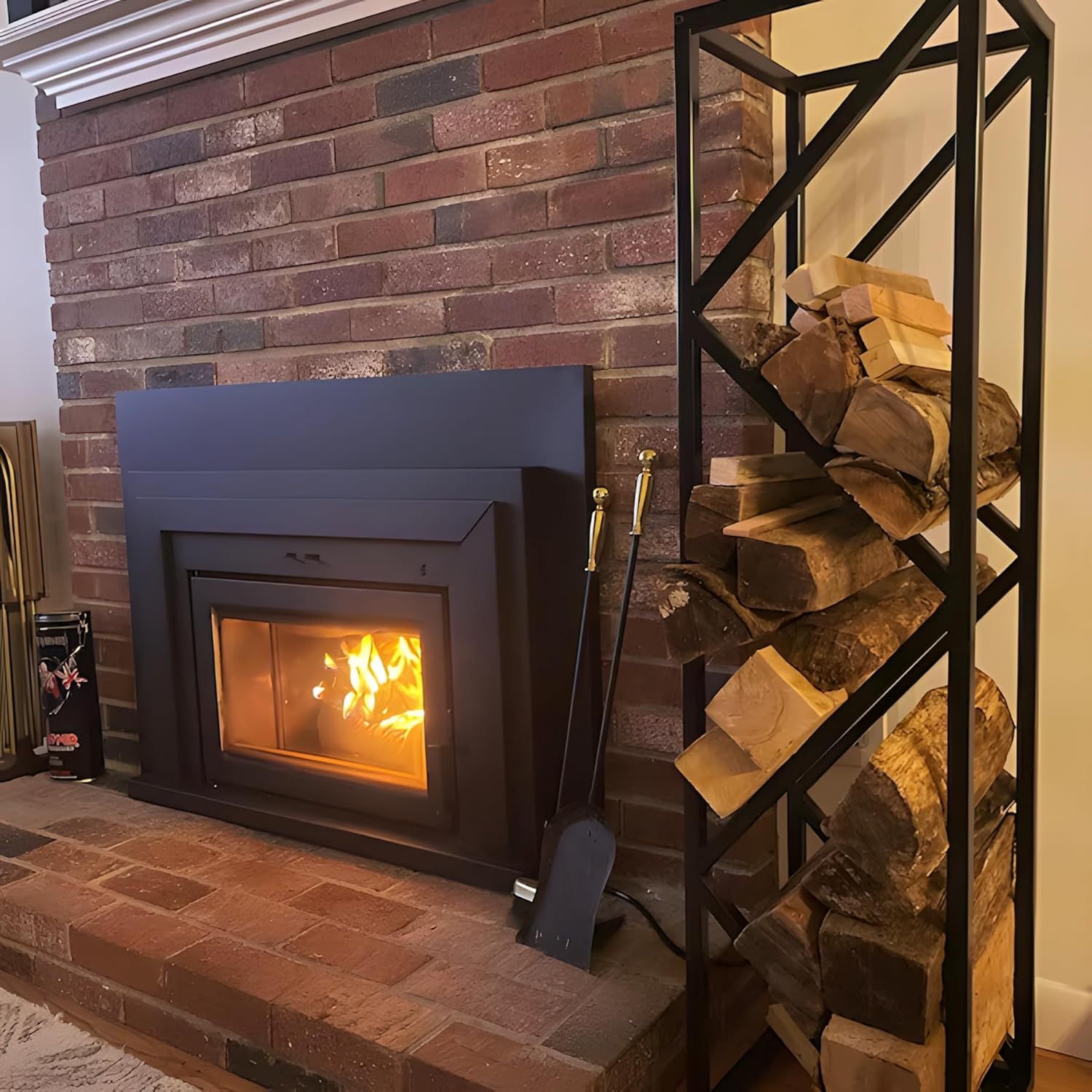 Adjustable Indoor Firewood Rack for Fireplace & Fire Pit-MOUGIGI