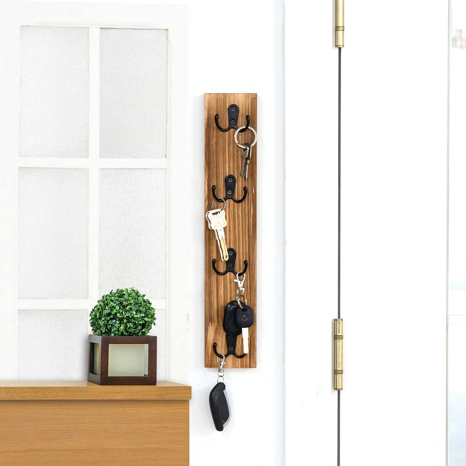 Vertical Wood Key Rack - Space Saving Wall Organizer-MOUGIGI