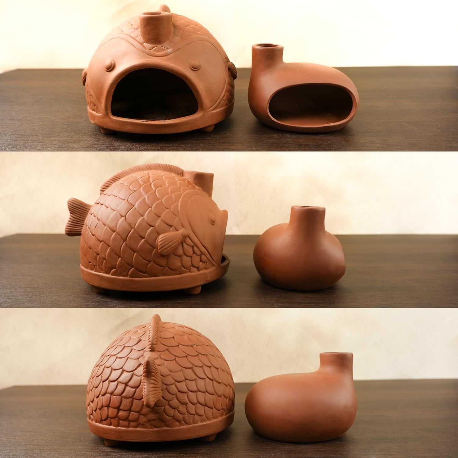 Large Fish Terracotta Incense Burner for Sage & Palo Santo-MOUGIGI