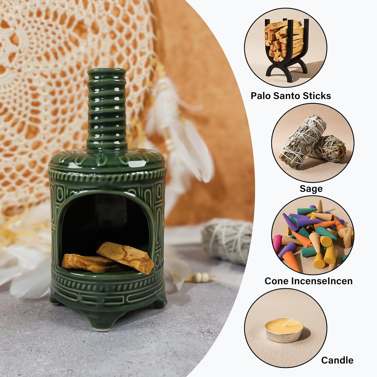 Multicolor Incense Burner for Palo Santo & Sage-MOUGIGI