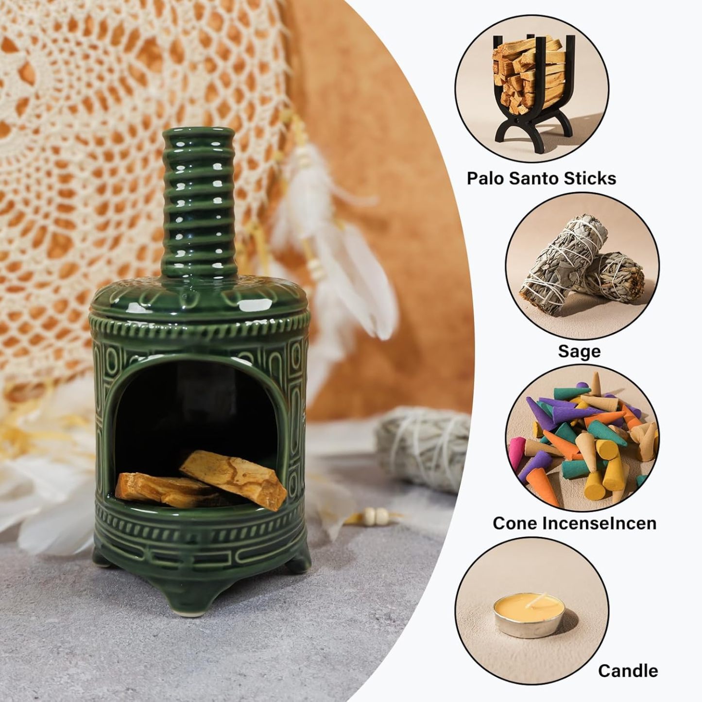 Multicolor Incense Burner for Palo Santo & Sage-MOUGIGI