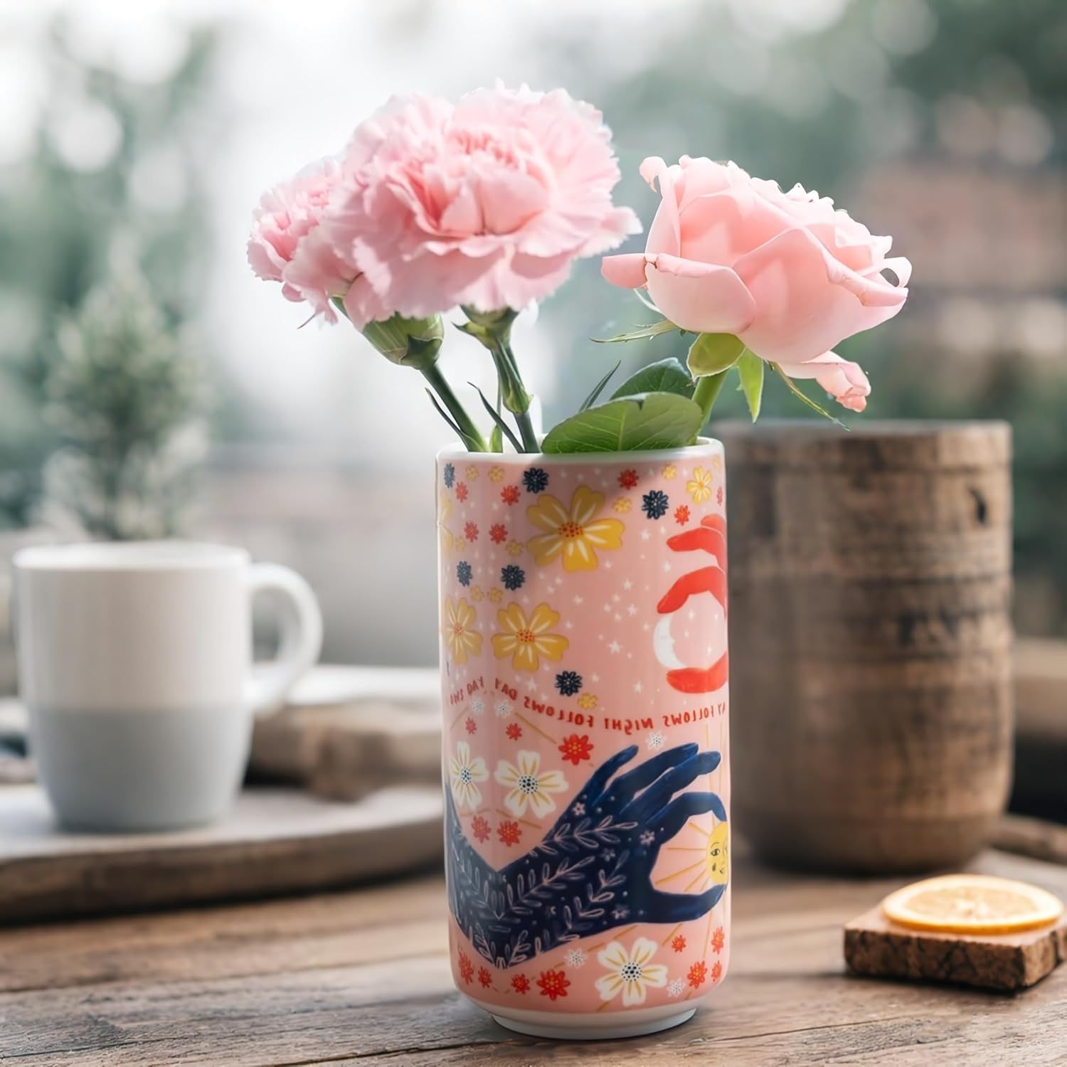 Hands Holding Sun/Moon Vase - Artistic Ceramic Home Decor-MOUGIGI