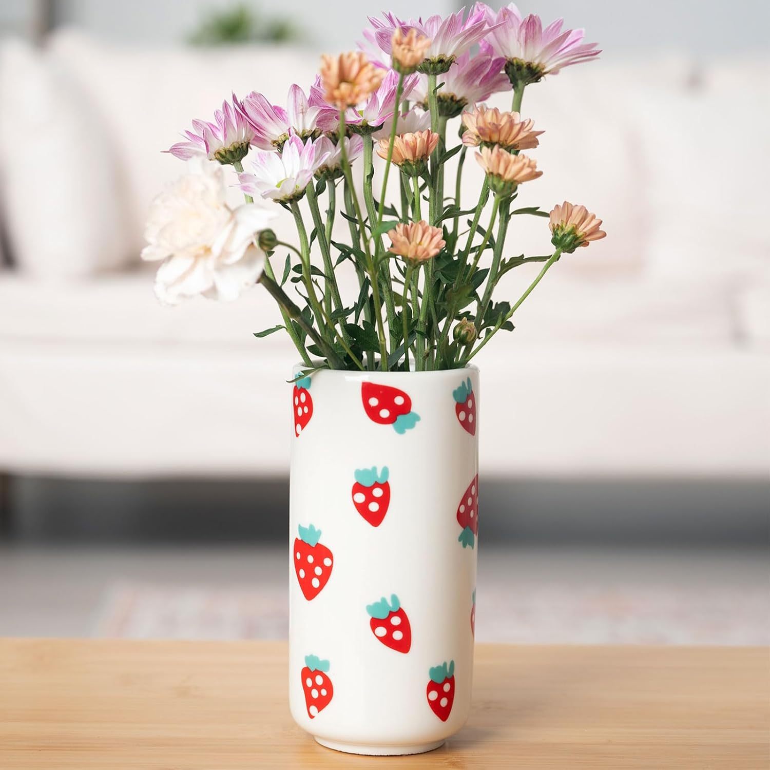 Strawberry Ceramic Vase - Whimsical Floral Centerpiece-MOUGIGI