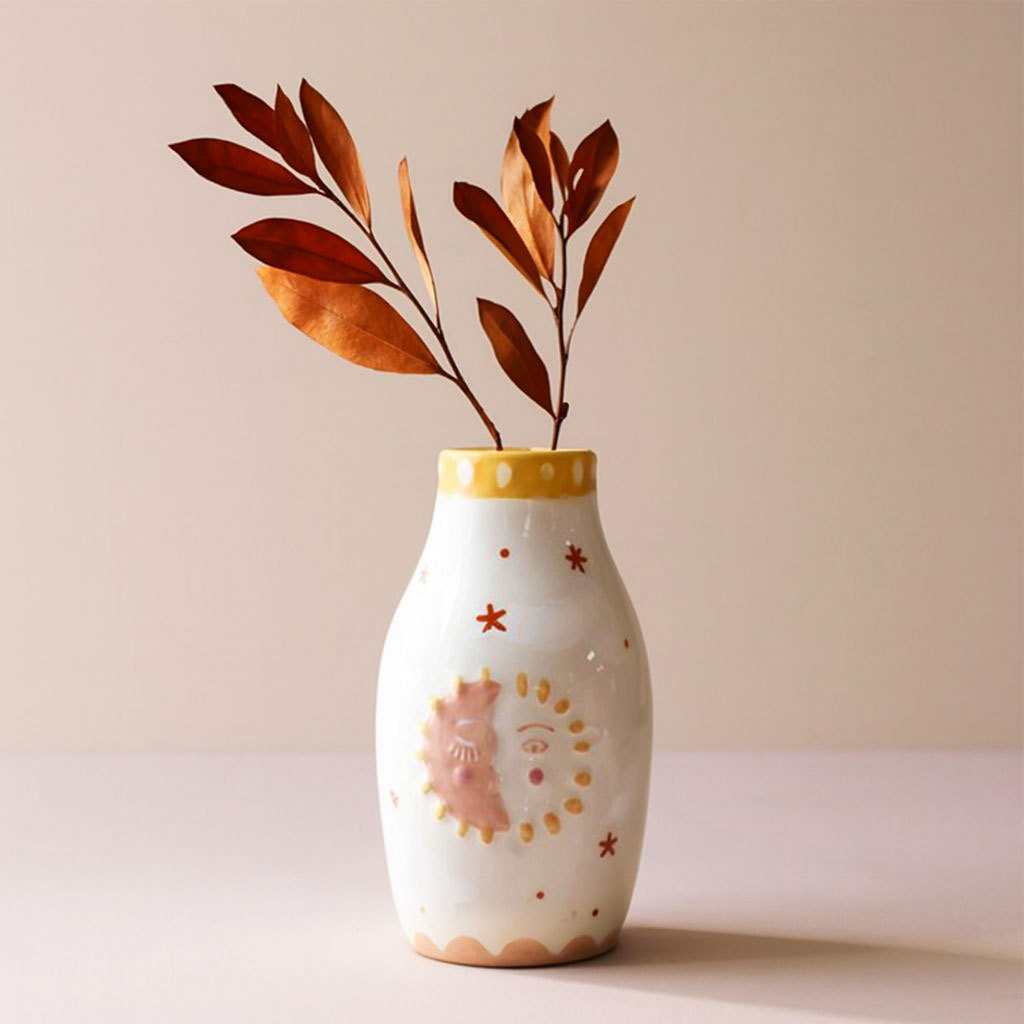 Ceramic Dice Vase for Dried Flowers - Modern Home Decor