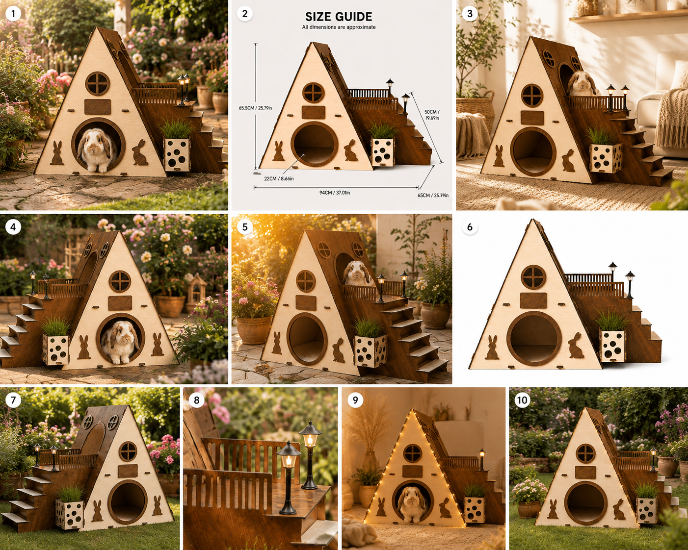 MOUGIGI wooden rabbit castle size and product details image