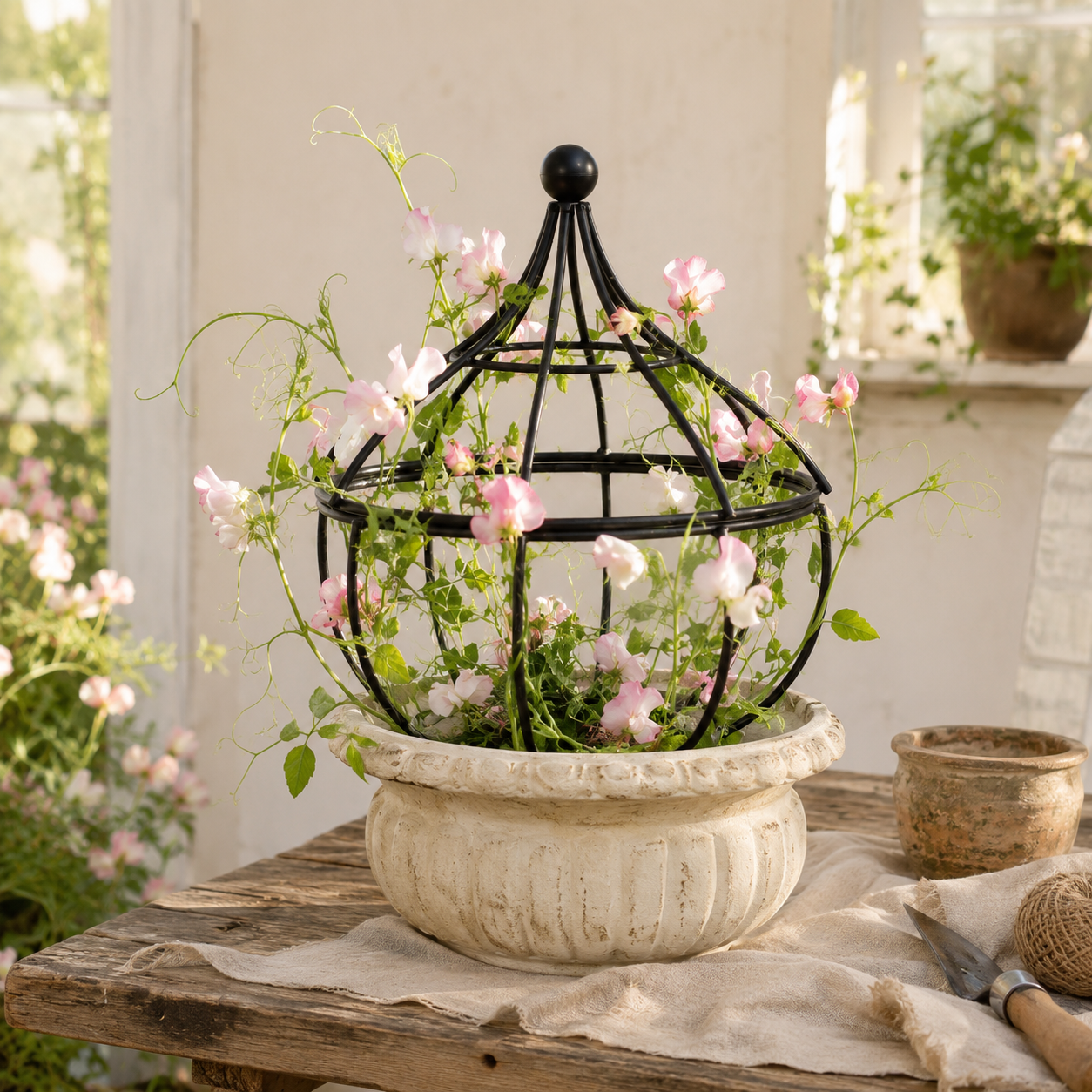 Black Metal Garden Obelisk Trellis for Climbing Plants