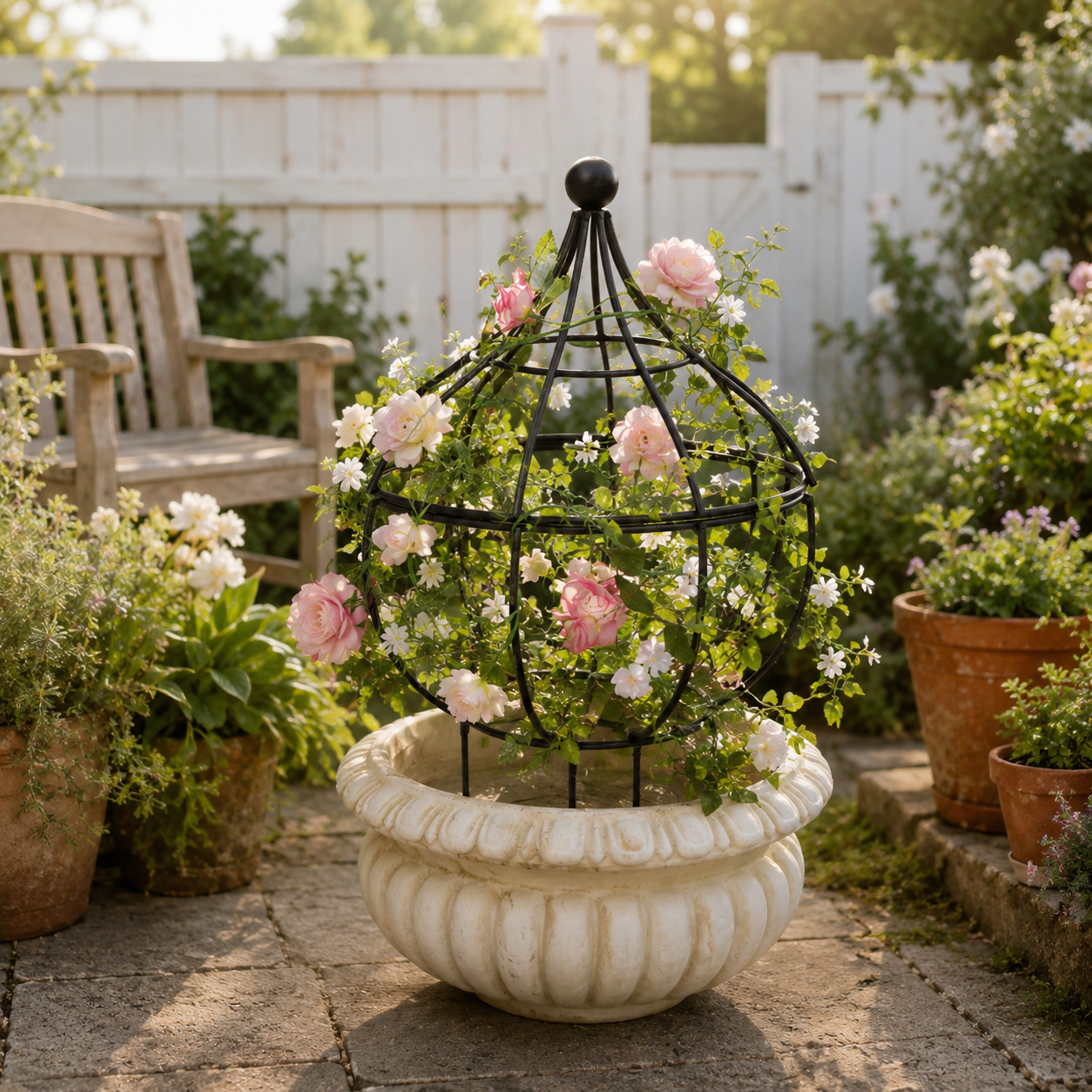 Black Metal Garden Obelisk Trellis for Climbing Plants