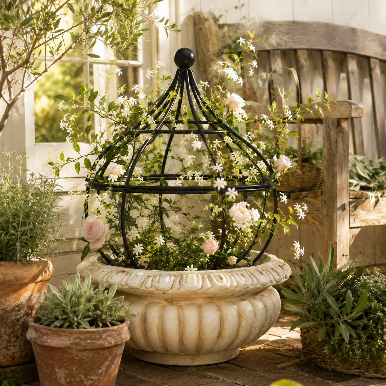 Black Metal Garden Obelisk Trellis for Climbing Plants