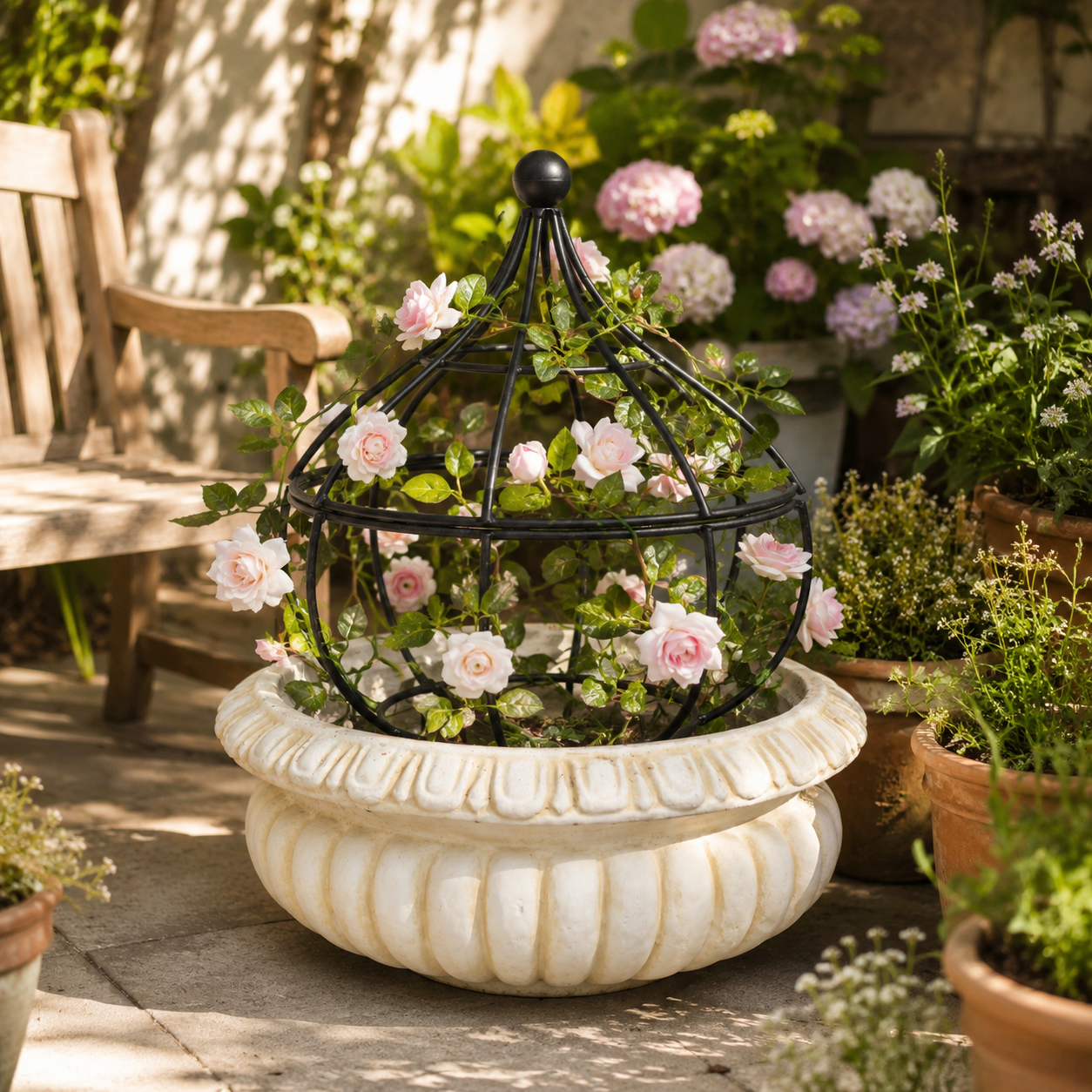 Black Metal Garden Obelisk Trellis for Climbing Plants
