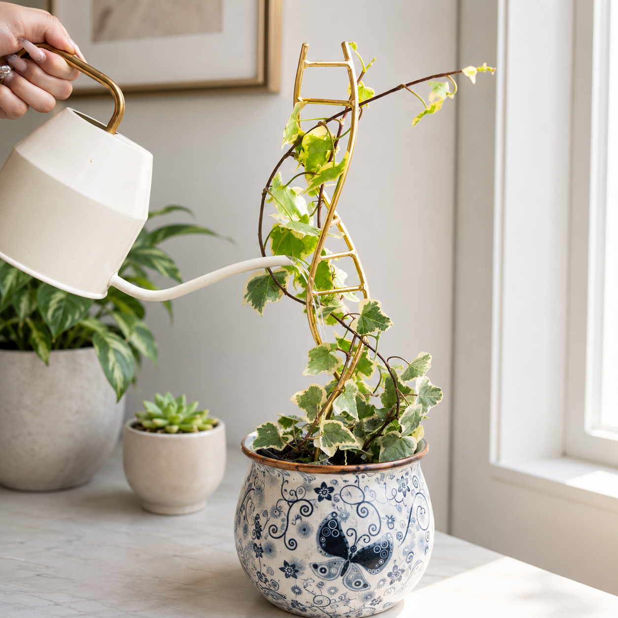Gold DNA Plant Trellis for Indoor Vining Plants