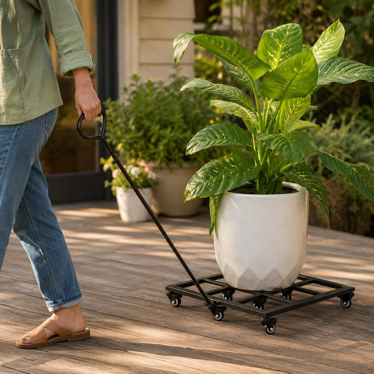 Rolling Plant Caddy with Pull Handle