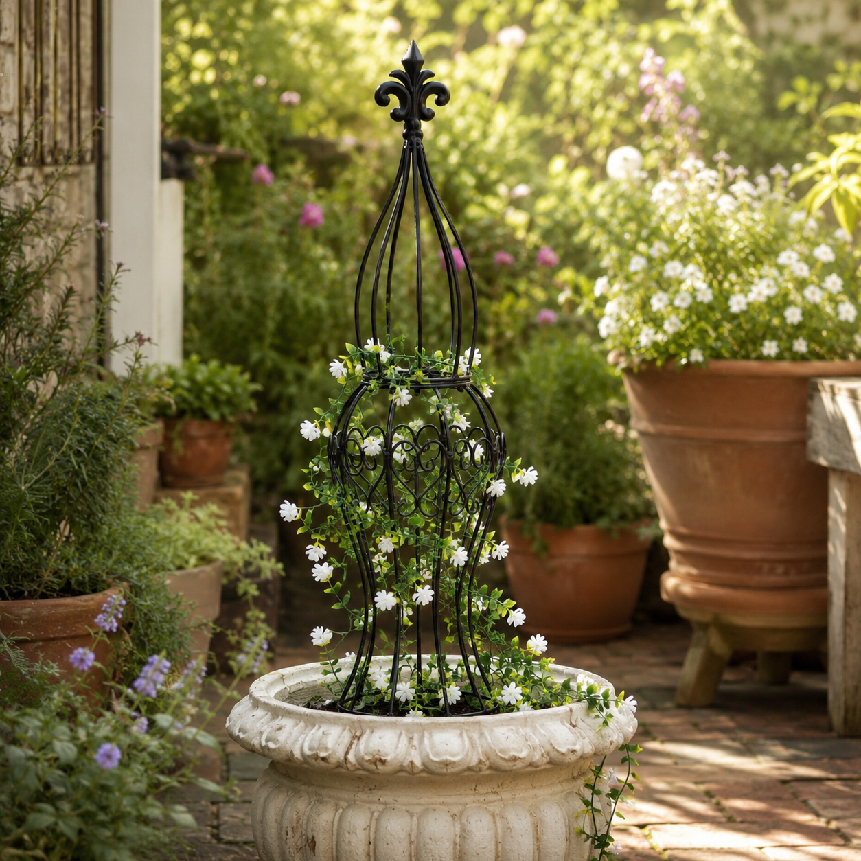 29.5" Black Metal Garden Obelisk Trellis for Climbing Plants, Roses & Vines