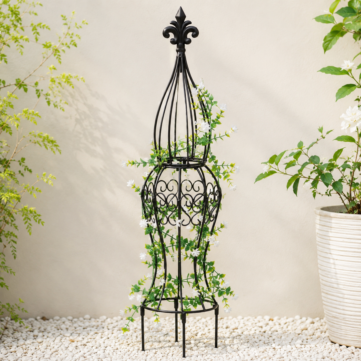 29.5" Black Metal Garden Obelisk Trellis for Climbing Plants, Roses & Vines