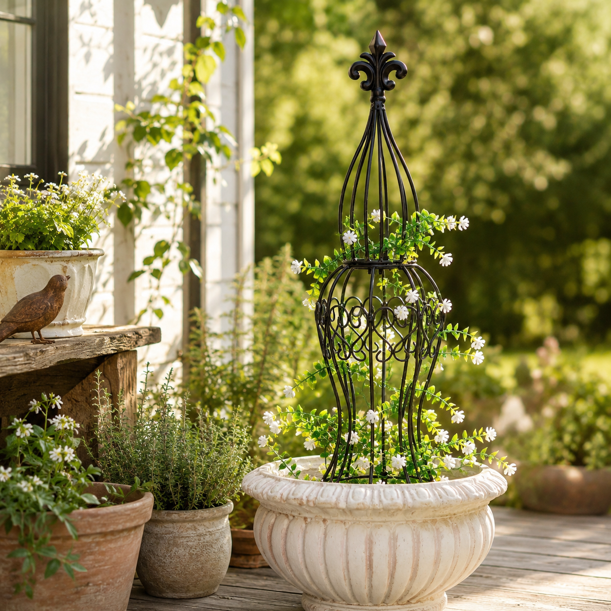 29.5" Black Metal Garden Obelisk Trellis for Climbing Plants, Roses & Vines