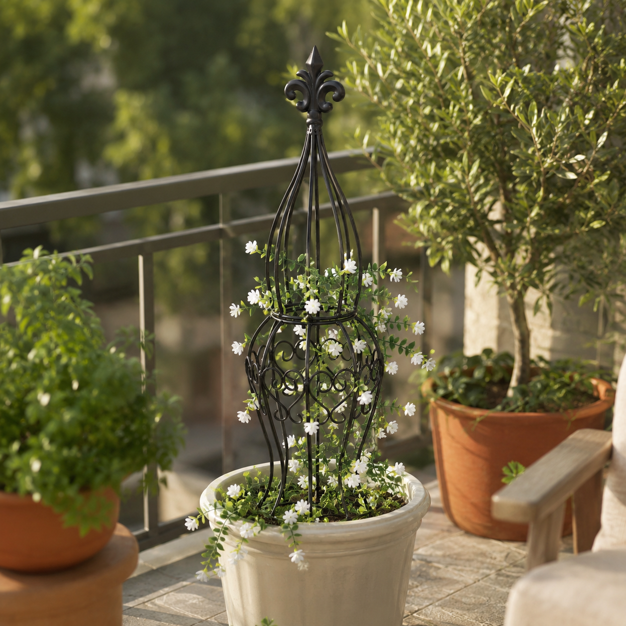 29.5" Black Metal Garden Obelisk Trellis for Climbing Plants, Roses & Vines
